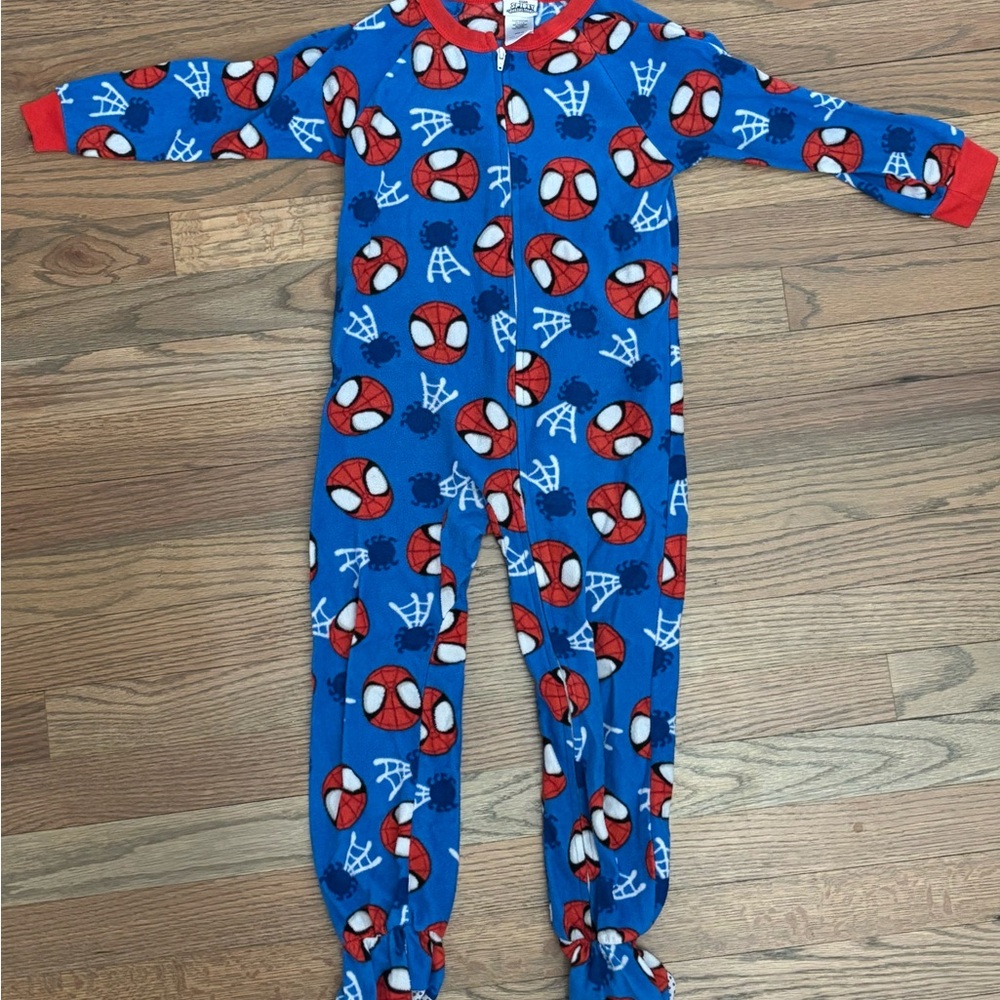 Blue and Red Spiderman Footie Pajamas with Zipper